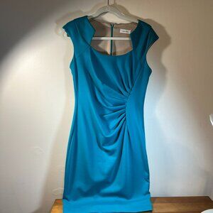 Calvin Klein Ruched Sheath Dress Turquoise